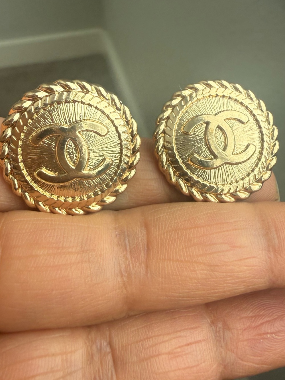 Vintage Gold CC Statement Repurposed Studs - Picture 2 of 7
